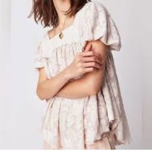 Free People Cream Floral Blouse